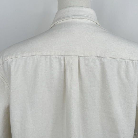 NWT Banana Republic Men's Relaxed Fit Denim Short Sleeve Shirt LARGE Ecru Cotton - Picture 8 of 13